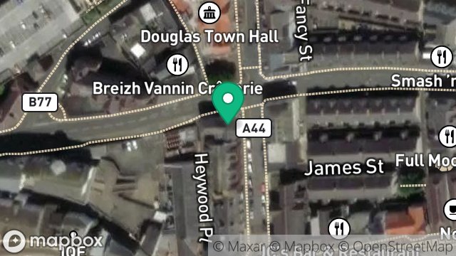 Map showing THE CORNERHOUSE, RIDGEWAY STREET, DOUGLAS, ISLE OF MAN, IM1 1EW