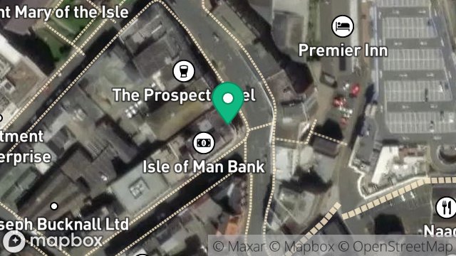 Map showing ISLE OF MAN BANK, 2, ATHOL STREET, DOUGLAS, ISLE OF MAN, IM1 1JA