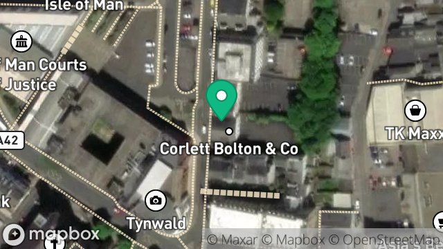 Map showing CORLETT & BOLTON, 4, FINCH ROAD, DOUGLAS, ISLE OF MAN, IM1 2PT