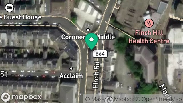 Map showing COFFEE CORNER, UNIT 6, 37, FINCH ROAD, DOUGLAS, ISLE OF MAN, IM1 2PW