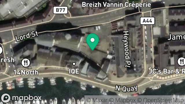 Map showing CAR PARK, QUEEN STREET, DOUGLAS, ISLE OF MAN, IM1 4LE