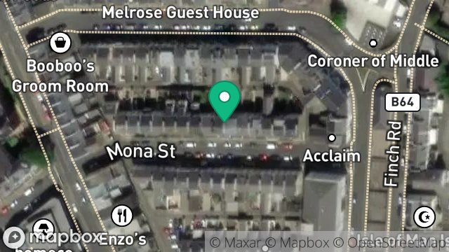 Map showing 14, MONA STREET, DOUGLAS, ISLE OF MAN, IM1 2QD