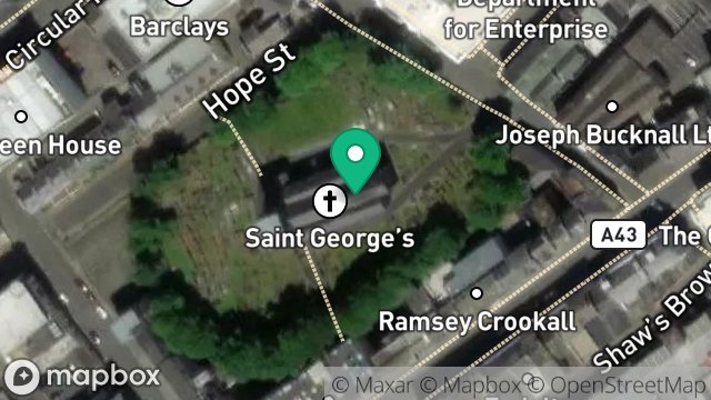 Map showing ST GEORGES CHURCH, UPPER CHURCH STREET, DOUGLAS, ISLE OF MAN, IM1 1JB