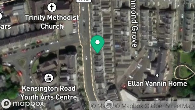 Map showing FLAT 1, 120, BUCKS ROAD, DOUGLAS, ISLE OF MAN, IM1 3AH