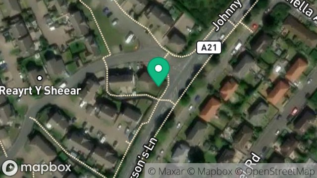 Map showing FIELDS 531760 AND 531761 LAND AT CORNER OF BALLANARD ROAD AND JOHNNY WATTERSON LANE, JOHNNY WATTERSON LANE, DOUGLAS, ISLE OF MAN, IM2 6PL