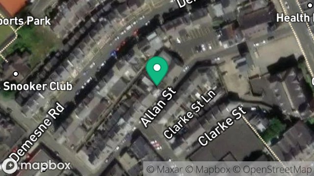 Map showing FLAT 1, 16, ALLAN STREET, DOUGLAS, ISLE OF MAN, IM1 3DH