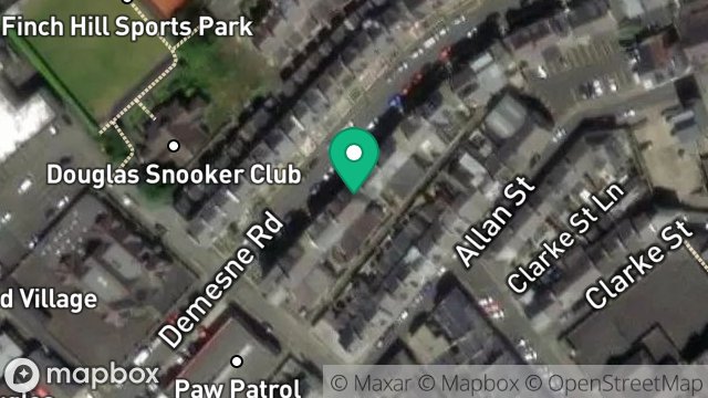Map showing FLAT 1, 27, DEMESNE ROAD, DOUGLAS, ISLE OF MAN, IM1 3DZ