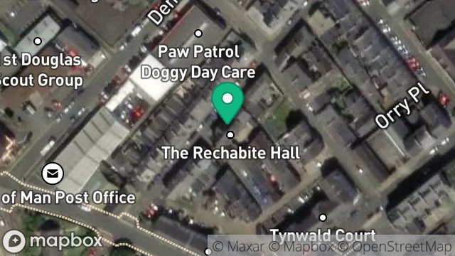 Map showing GLORYLAND NURSREY, RECHABITE HALL, ALLAN STREET, DOUGLAS, ISLE OF MAN, IM1 3DW