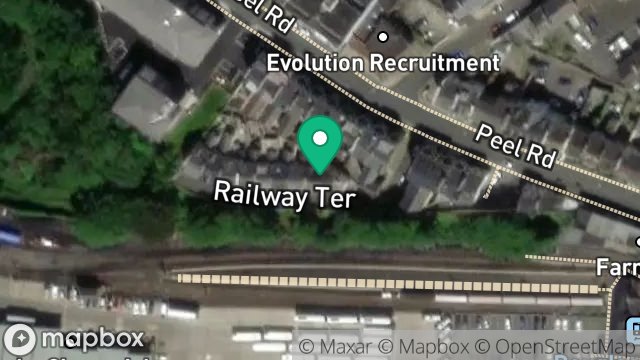 Map showing 1, RAILWAY TERRACE, DOUGLAS, ISLE OF MAN, IM1 4LT
