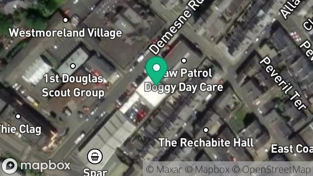 Map showing GARAGE, DEMESNE ROAD, DOUGLAS, ISLE OF MAN, IM1 3DT