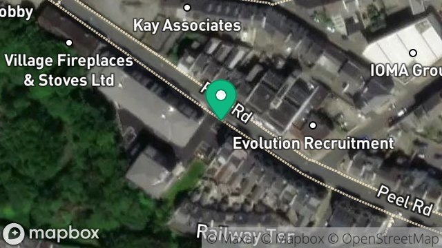Map showing ELECTRICITY SUPPLY, GARAGE, PEEL ROAD, DOUGLAS, ISLE OF MAN, IM1 4LU