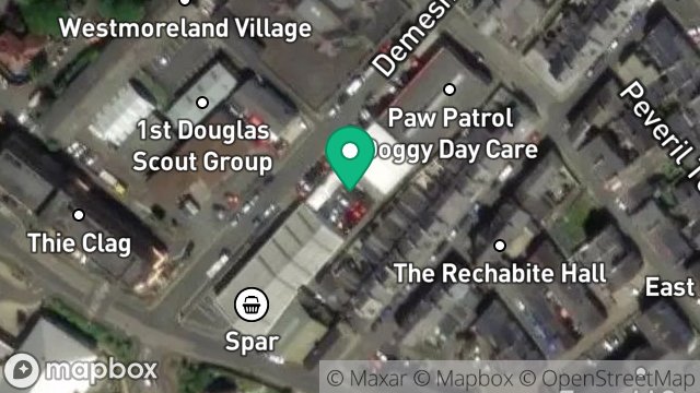 Map showing LAND ADJ TRAVIS PERKINS, DEMESNE ROAD, DOUGLAS, ISLE OF MAN, IM1 3DS