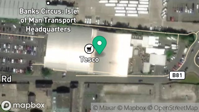 Map showing TESCO STORES LTD, LAKE ROAD, DOUGLAS, ISLE OF MAN, IM1 5AF