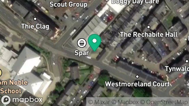 Map showing HAPPY DAYS MOTORS, WESTMORELAND ROAD, DOUGLAS, ISLE OF MAN, IM1 4AQ