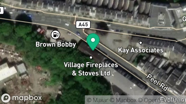 Map showing VILLAGE FIREPLACES & STOVES LTD, THE OLD WOOL EXCHANGE, PEEL ROAD, DOUGLAS, ISLE OF MAN, IM1 4LX