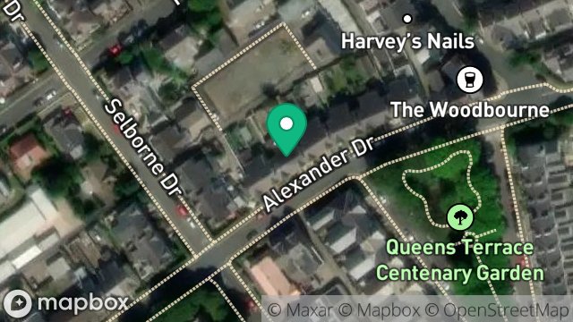 Map showing WOODBOURNE VILLAS, ALEXANDER DRIVE, DOUGLAS, ISLE OF MAN, IM2 3QG