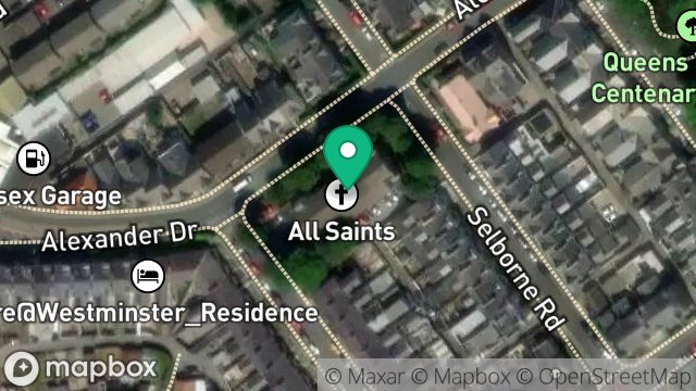 Map showing ALL SAINTS CHURCH, ALEXANDER DRIVE, DOUGLAS, ISLE OF MAN, IM1 4EB