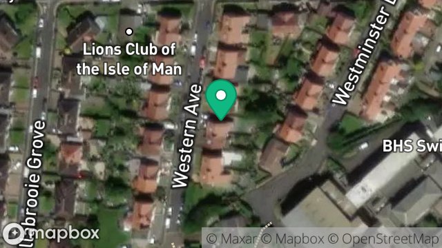 Map showing 13, WESTERN AVENUE, DOUGLAS, ISLE OF MAN, IM1 4EP