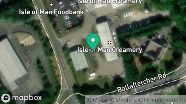 Map showing LAND AT THE ISLE OF MAN CENTRAL CREAMERY, BALLAFLETCHER FARM ROAD, CRONKBOURNE, DOUGLAS, ISLE OF MAN, IM4 4QE