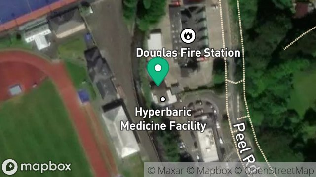 Map showing HYPERBARIC CHAMBER, PEEL ROAD, DOUGLAS, ISLE OF MAN, IM1 5ED