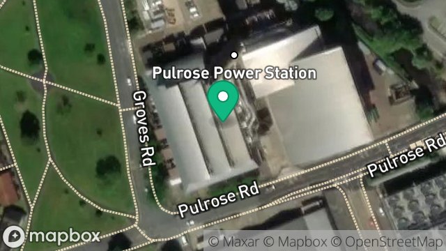 Map showing MANX UTILITIES, POWER STATION, PULROSE ROAD, DOUGLAS, ISLE OF MAN, IM2 1AD
