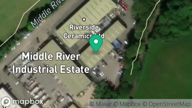 Map showing HOT ROCKS, UNIT 4B, MIDDLE RIVER INDUSTRIAL ESTATE, PULROSE ROAD, DOUGLAS, ISLE OF MAN, IM2 1AL