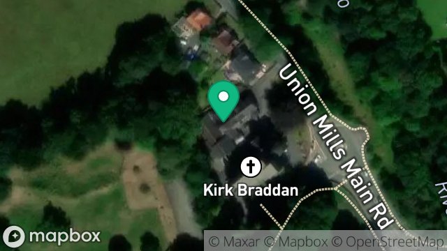 Map showing KIRK BRADDAN CHURCH HALL, SADDLE ROAD, BRADDAN, DOUGLAS, ISLE OF MAN, IM4 4LB