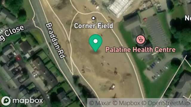 Map showing STRANG CORNER FIELD, LANE FROM CASTLEWARD TO BALLAMONA HOSPITAL, STRANG, DOUGLAS, ISLE OF MAN, IM4 4QS