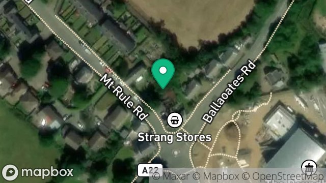 Map showing THE OLD SMITHY GARAGE, MOUNT RULE ROAD, STRANG, DOUGLAS, ISLE OF MAN, IM4 4QZ