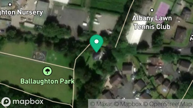 Map showing THE LODGE, BALLAUGHTON NURSERIES, DOUGLAS, ISLE OF MAN, IM2 1JJ