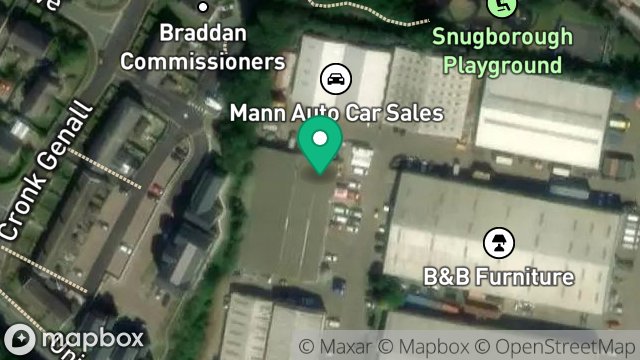 Map showing MANX GLASS & GLAZING LTD - UNIT 24, 24, SNUGBOROUGH TRADING ESTATE, UNION MILLS, ISLE OF MAN, IM4 4LH