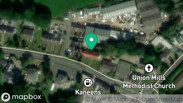 Map showing MEMORIAL HALL, MAIN ROAD, UNION MILLS, ISLE OF MAN, IM4 4AB