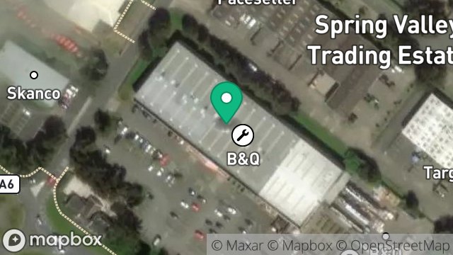 Map showing B & Q PLC, 35, SPRING VALLEY INDUSTRIAL ESTATE, DOUGLAS, ISLE OF MAN, IM2 2QT
