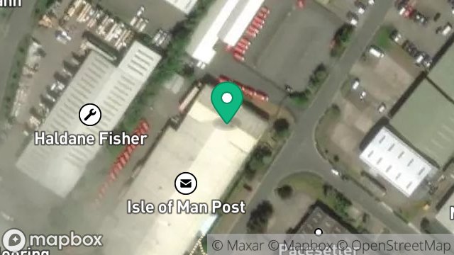 Map showing IOM POST OFFICE CUSTOMER CARE CENTRE 2, POST OFFICE HEADQUARTERS, SPRING VALLEY INDUSTRIAL ESTATE, DOUGLAS, ISLE OF MAN, IM2 2FD