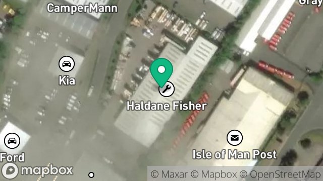 Map showing HALDANE FISHER (IOM) LTD, ISLE OF MAN BUSINESS PARK, DOUGLAS, ISLE OF MAN, IM2 2QY