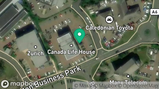 Map showing CANADA LIFE, CANADA LIFE HOUSE, ISLE OF MAN BUSINESS PARK, DOUGLAS, ISLE OF MAN, IM2 2QJ