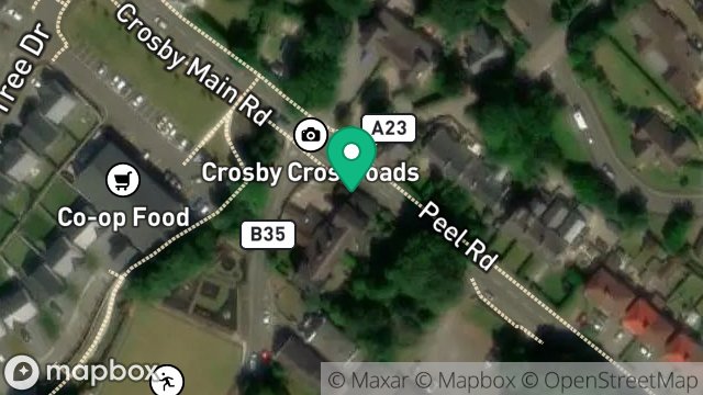 Map showing POST OFFICE, THE NORTH LAURELS, MAIN ROAD, CROSBY, ISLE OF MAN, IM4 4BN