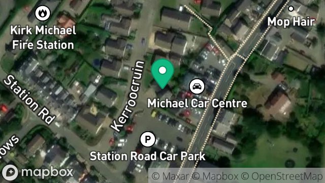 Map showing ISLE OF MAN CONSTABULARY, POLICE STATION, 27, KERROCRUIN, KIRK MICHAEL, ISLE OF MAN, IM6 1AG