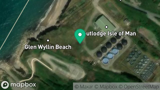 Map showing GLEN WYLLIN TROUT HATCHERY, SHORE ROAD, KIRK MICHAEL, ISLE OF MAN, IM6 1HA