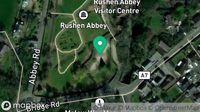 Map showing CAR PARK - RUSHEN ABBEY, ABBEY ROAD LANE, BALLASALLA, ISLE OF MAN, IM9 3DA