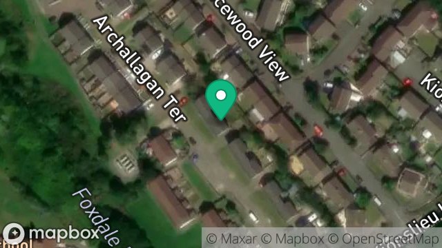 Map showing 13, ARCHALLAGAN TERRACE, FOXDALE, ISLE OF MAN, IM4 3EZ