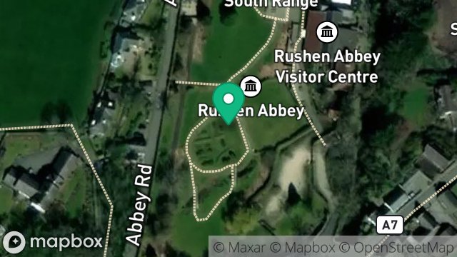 Map showing RUSHEN ABBEY, BALLASALLA, ISLE OF MAN, IM9 3DB