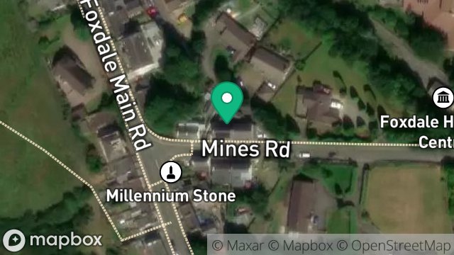 Map showing 2, MINES ROAD, FOXDALE, ISLE OF MAN, IM4 3ET
