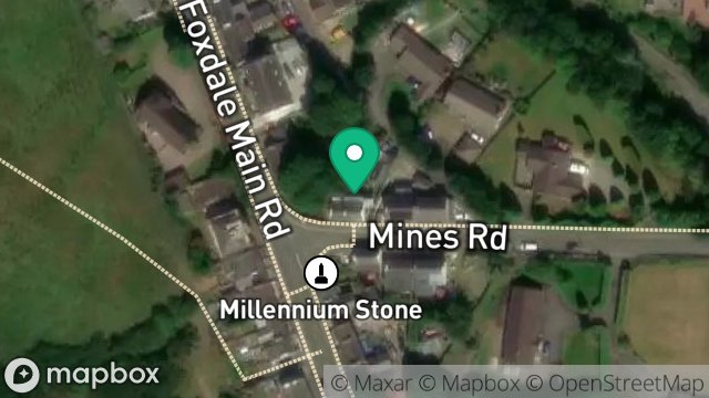 Map showing 1, MINES ROAD, FOXDALE, ISLE OF MAN, IM4 3ET