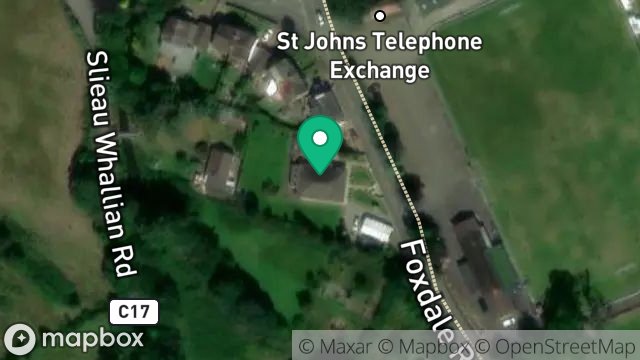 Map showing THIE GENNAL, FOXDALE ROAD, ST. JOHNS, ISLE OF MAN, IM4 3AP