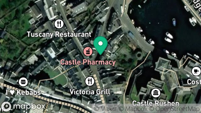 Map showing 2, BANK STREET, CASTLETOWN, ISLE OF MAN, IM9 1AT