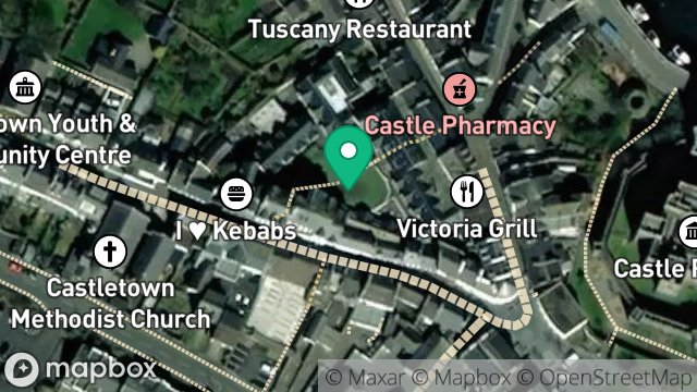 Map showing THE COURTYARD LTD, THE COURTYARD OFFICE, ARBORY STREET, CASTLETOWN, ISLE OF MAN, IM9 1DQ