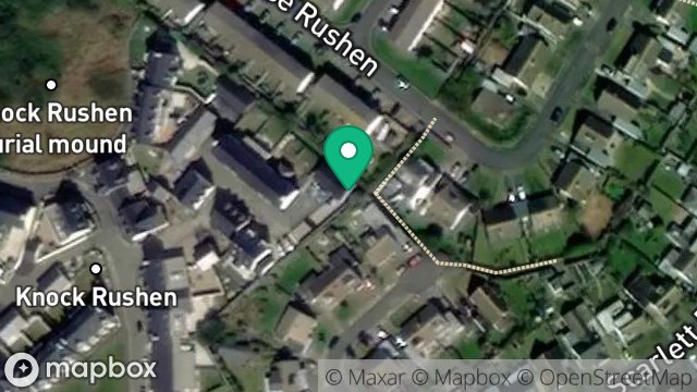 Map showing GARAGES AND PARKING SPACES 31 TO 33 KNOCK RUSHEN, KNOCK RUSHEN, SCARLETT, CASTLETOWN, ISLE OF MAN, IM9 1NT