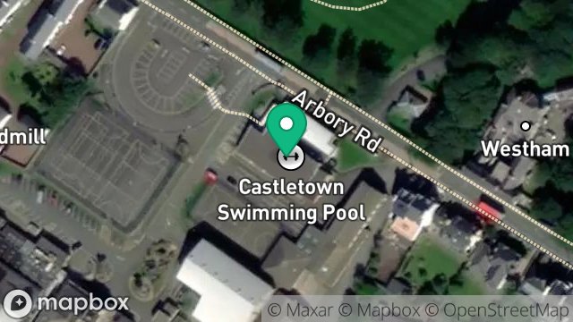 Map showing SWIMMING POOL, ARBORY ROAD, CASTLETOWN, ISLE OF MAN, IM9 1HA