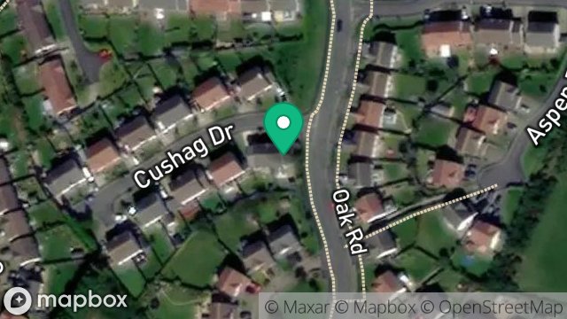 Map showing 1, CUSHAG DRIVE, BALLAWATTLEWORTH ESTATE, PEEL, ISLE OF MAN, IM5 1WX